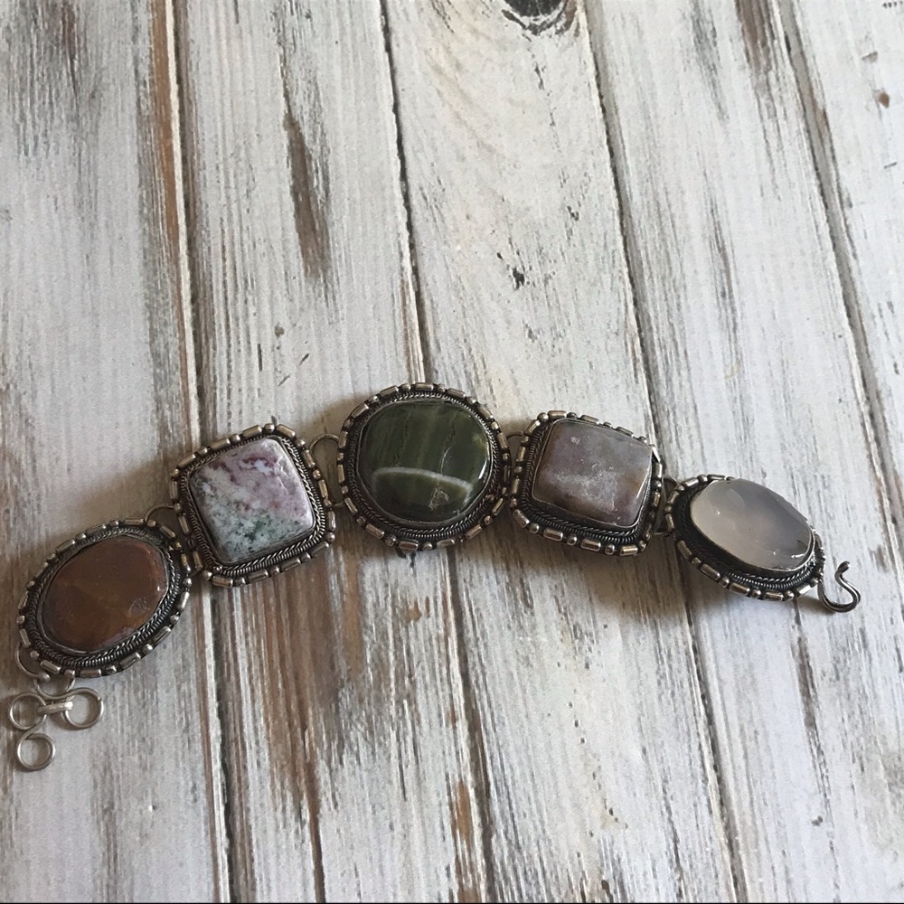 Made in India silver semiprecious stone bracelet